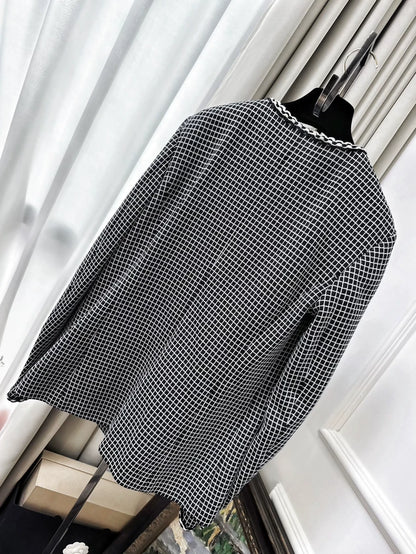 Chanel 25c black and white checkered jacket