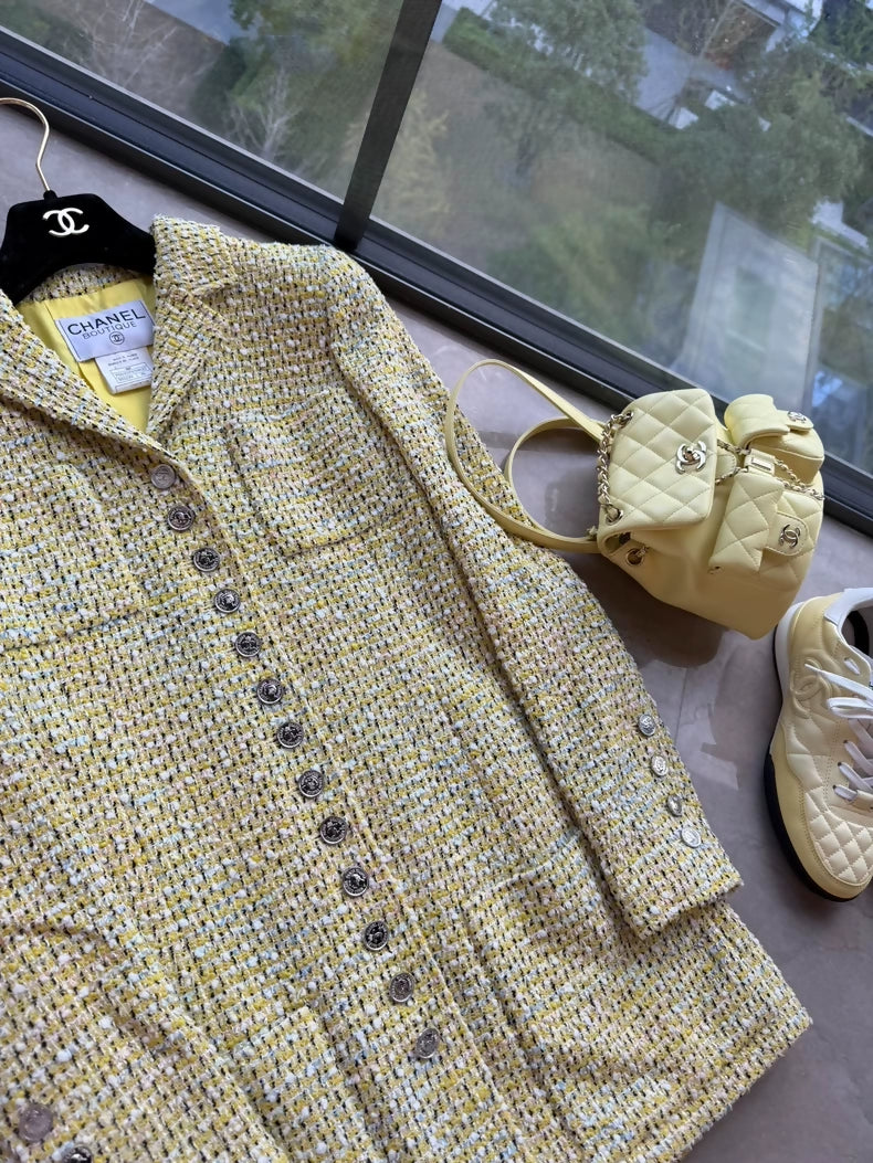 Chanel 96P yellow tweed jacket