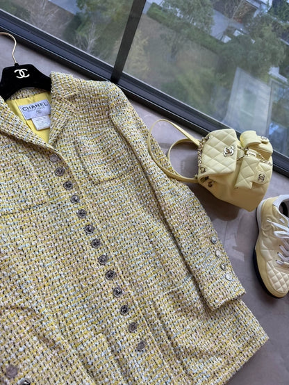 Chanel 96P yellow tweed jacket