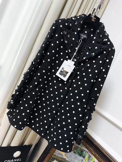 Chanel 23S black and white polka dot jacket