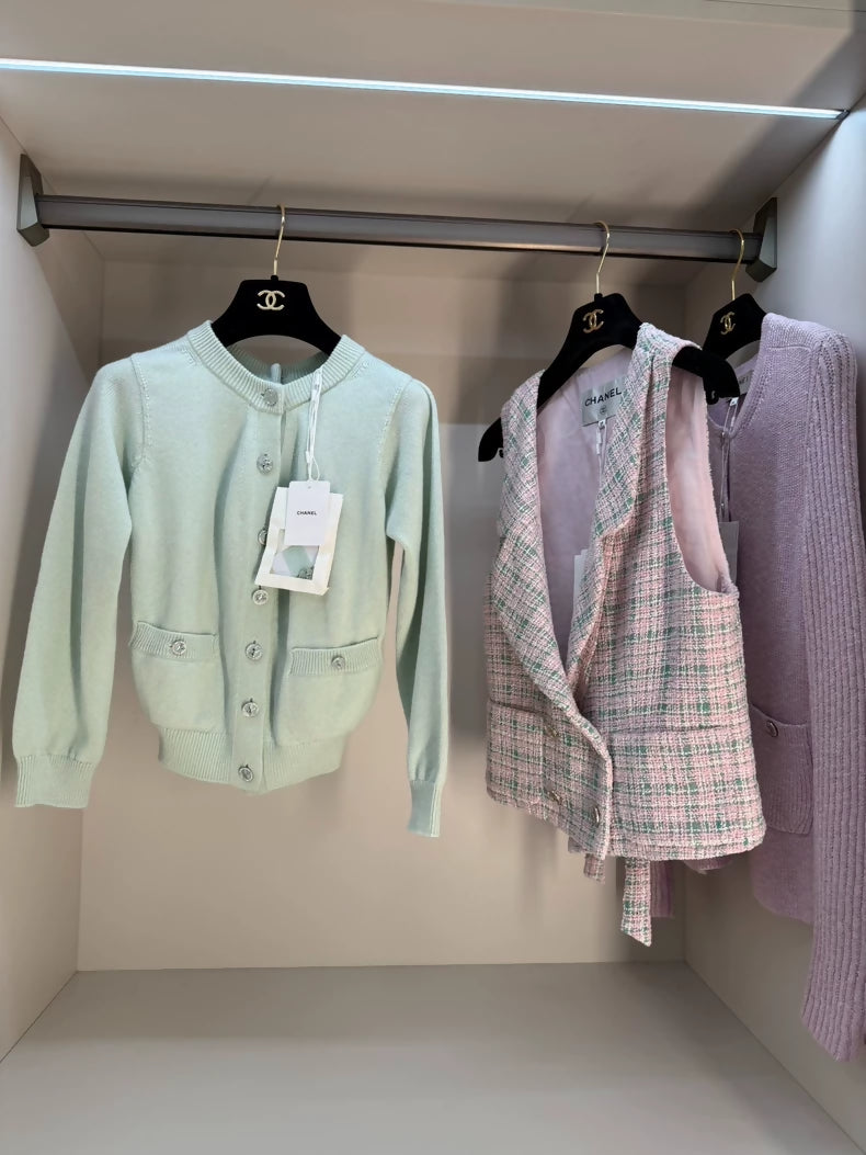 Chanel 25s Green Cardigan