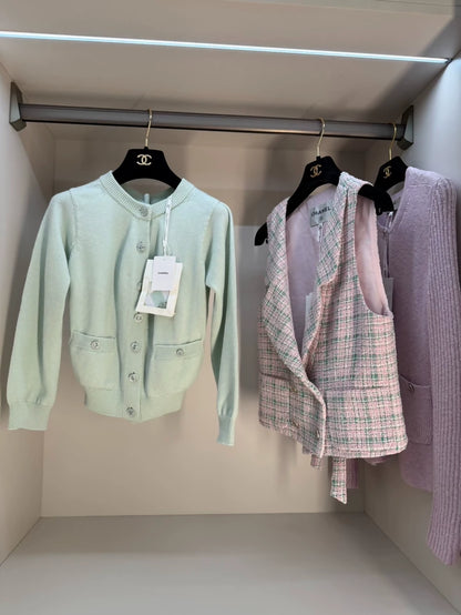 Chanel 25s Green Cardigan