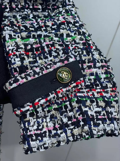 CHANEL 23C black & multicolour tweed jacket