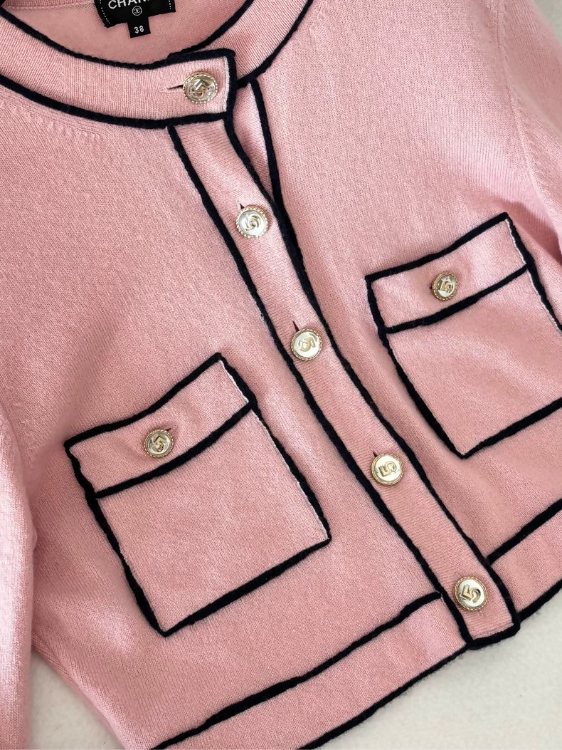Chanel 21S Pink Knit Cardigan
