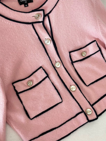 Chanel 21S Pink Knit Cardigan