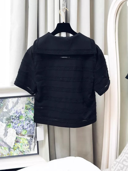 Chanel 24M black crochet print top