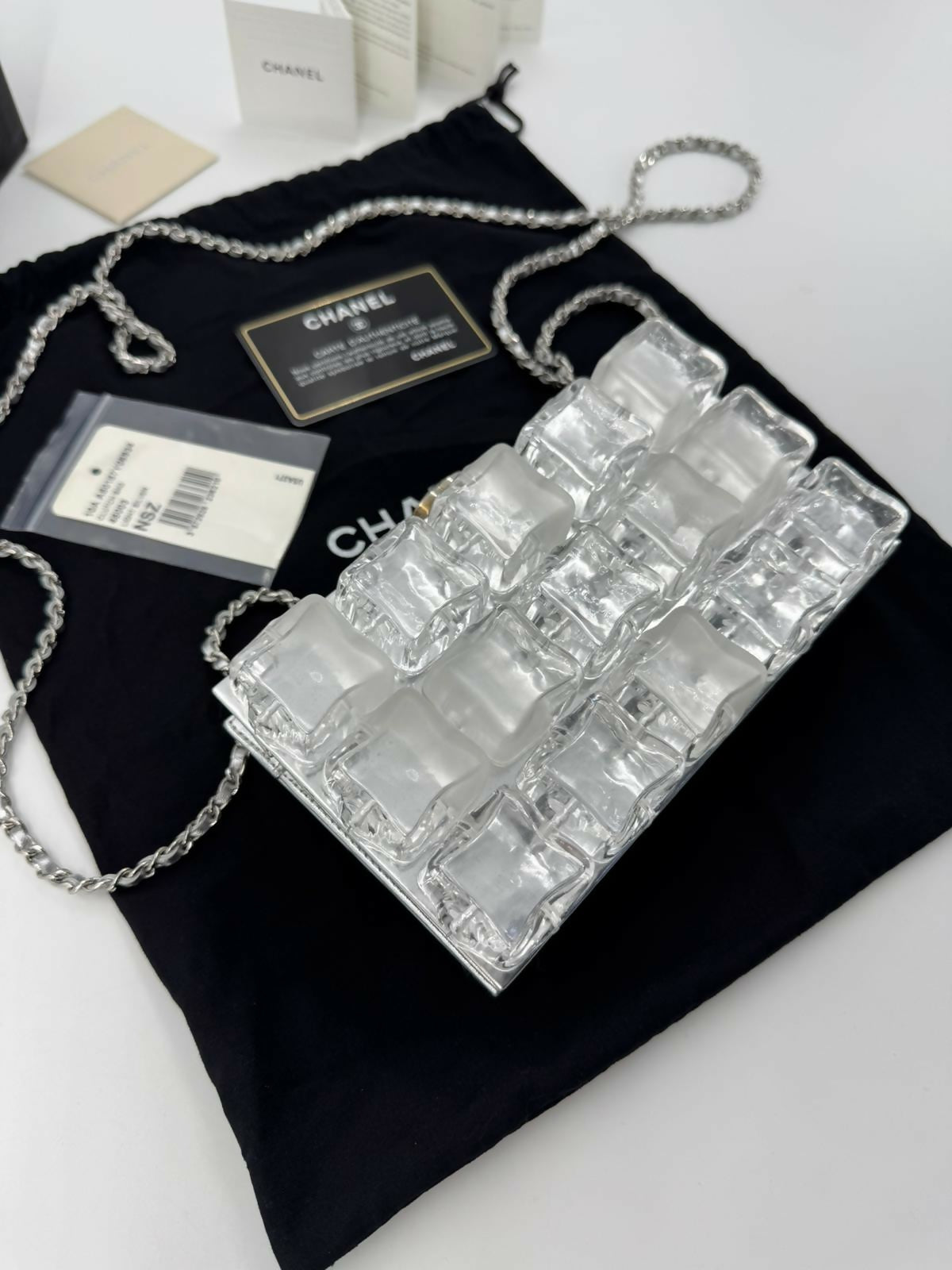 Chanel 2010 Plexiglass Ice Cube Sliver Clutch Bag