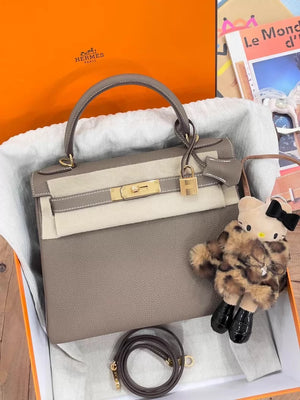 Hermès Kelly 28 Grey Togo leather Gold hardware