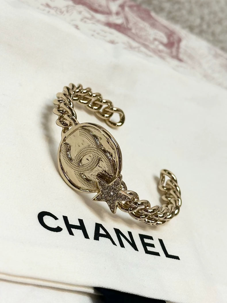 Chanel 23B Double C Gold Coin Bracelet