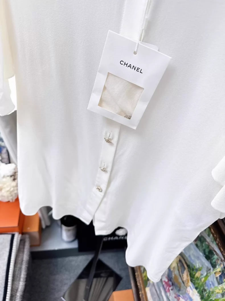 Chanel 25S off-white silk shirt