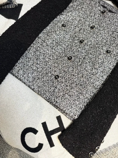 Chane 21B Black tweed jacket with grey sequined details