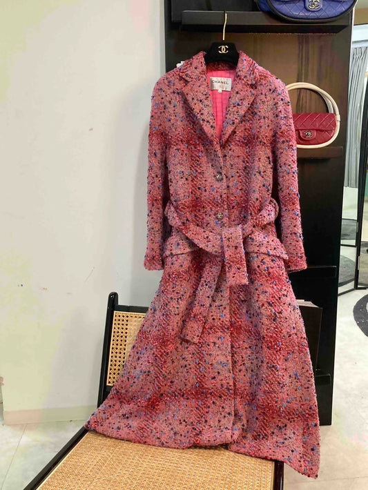 Chanel 22P Pink tweed Long Coat