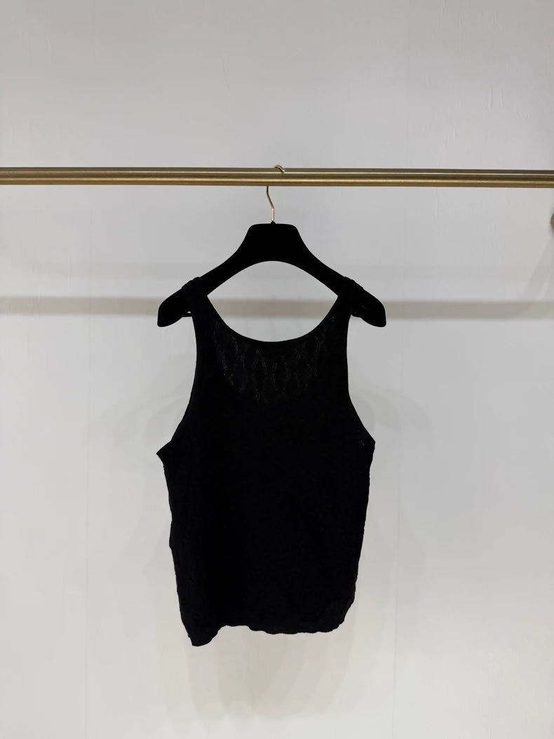 Chanel 24S Black Quilted Top