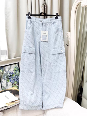 Chanel 26M light blue quilted soft denim jeans