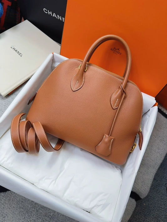 Hermes Bolide 25 Gold Brown Evercolor Leather Gold Hardware