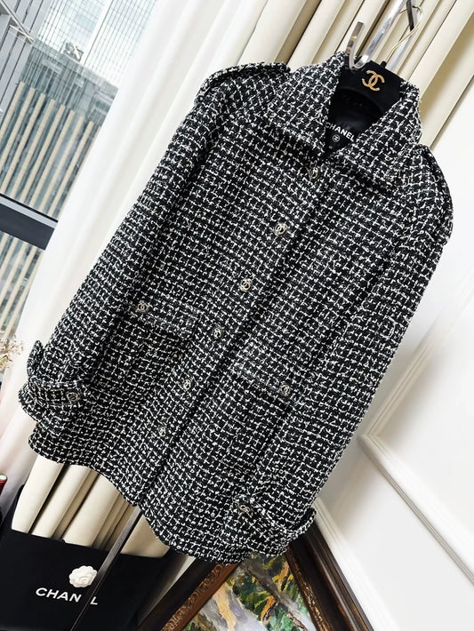 Chanel 20P black tweed coat
