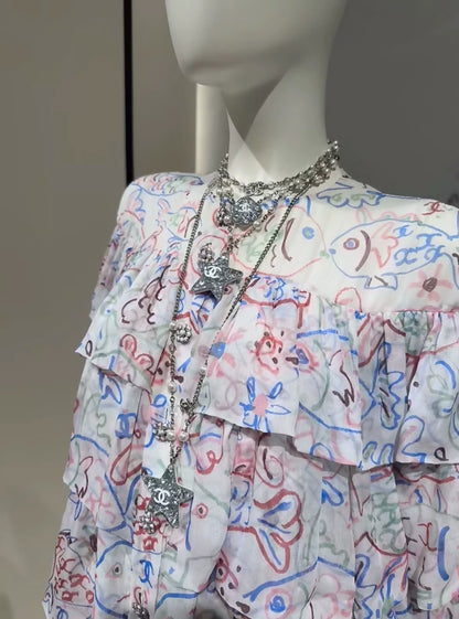 Chanel 25C Silk Ocean Pattern Dress