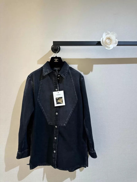 Chanel 24B grey-black denim shirt jacket