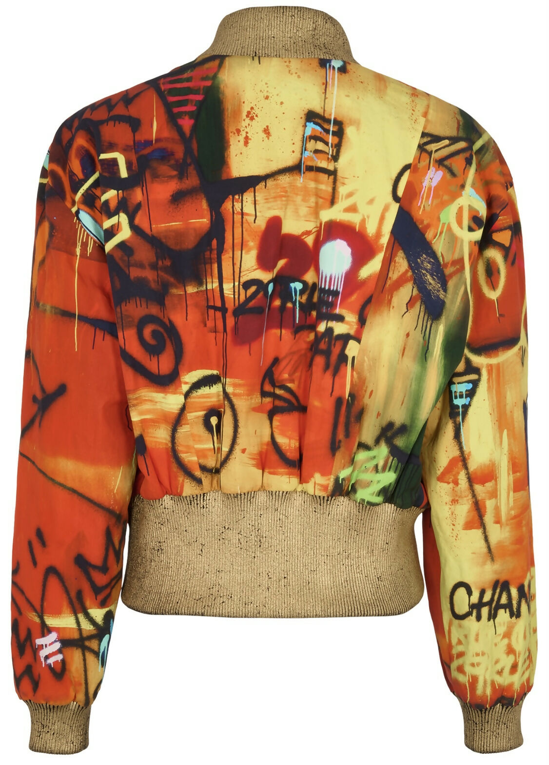 CHANEL 19A PARIS NEW YORK EGYPT SACRED SYMBOLS GRAFFITI BOMBER JACKET FR 34