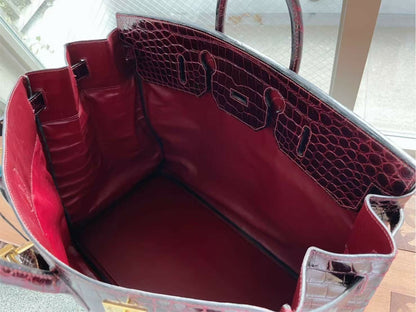 Hermès HAC 50 Bordeaux Porosus Crocodile GHW