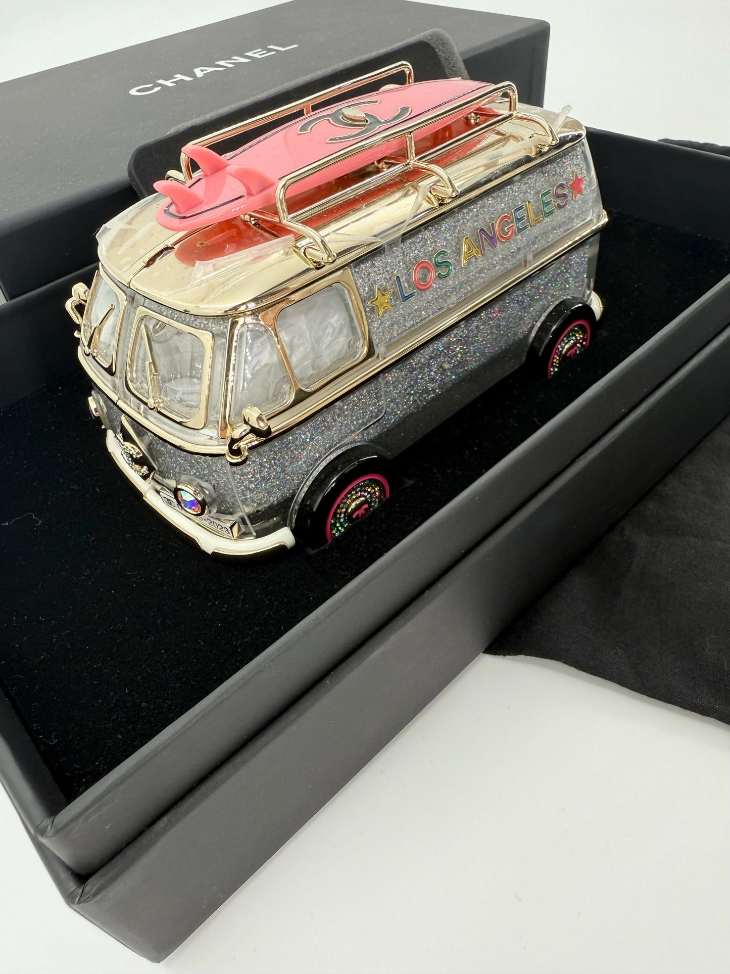 Chanel 2024 Glitter Lucite, Multicolor Rhinestone & Enamel Hollywood Mini Van