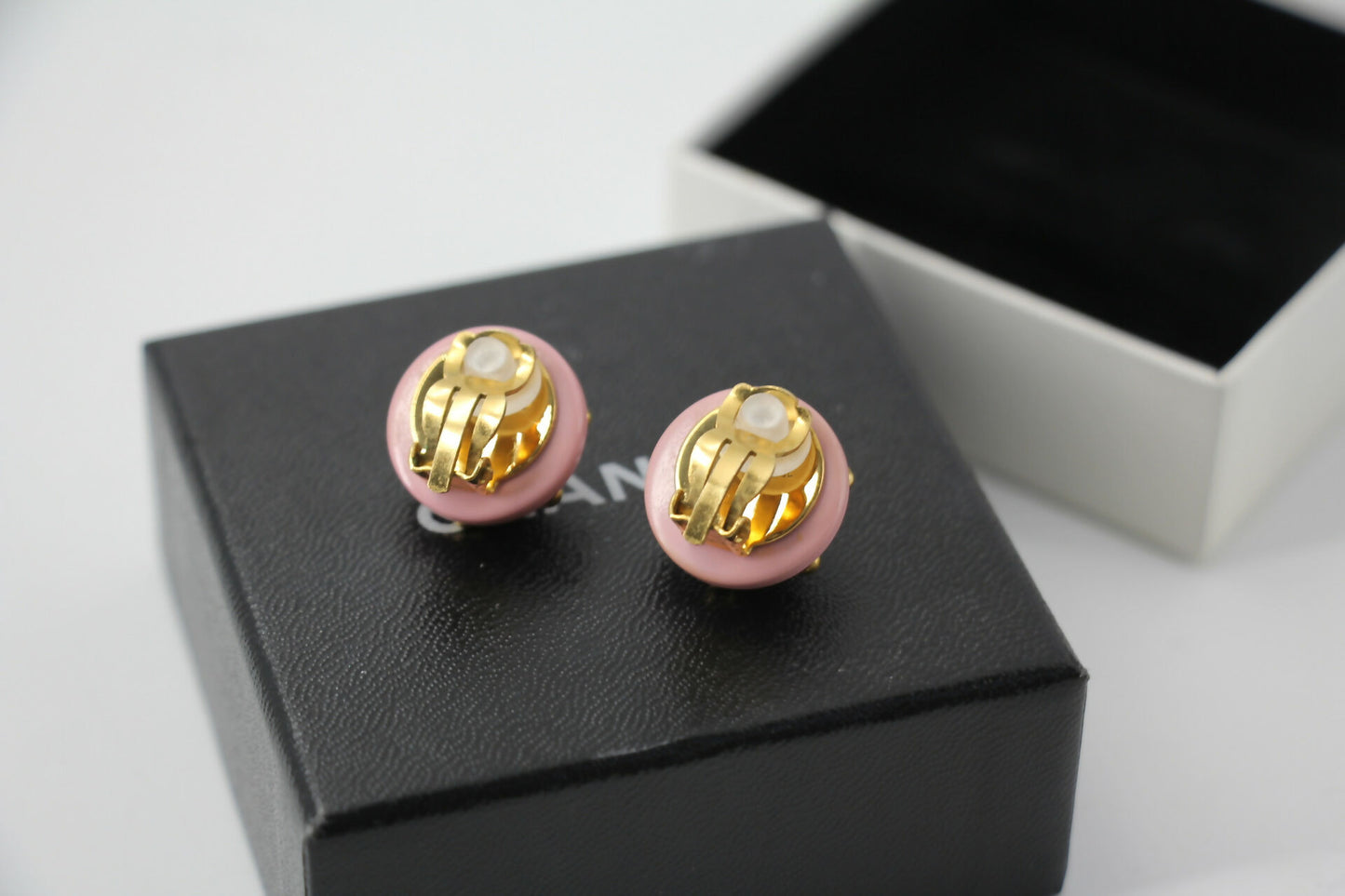 Chanel Vintage 96C Resin Pink Bean Clip-on Earrings