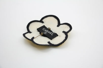 Chanel Vintage 95 Yellow Embroidered Camellia Brooch