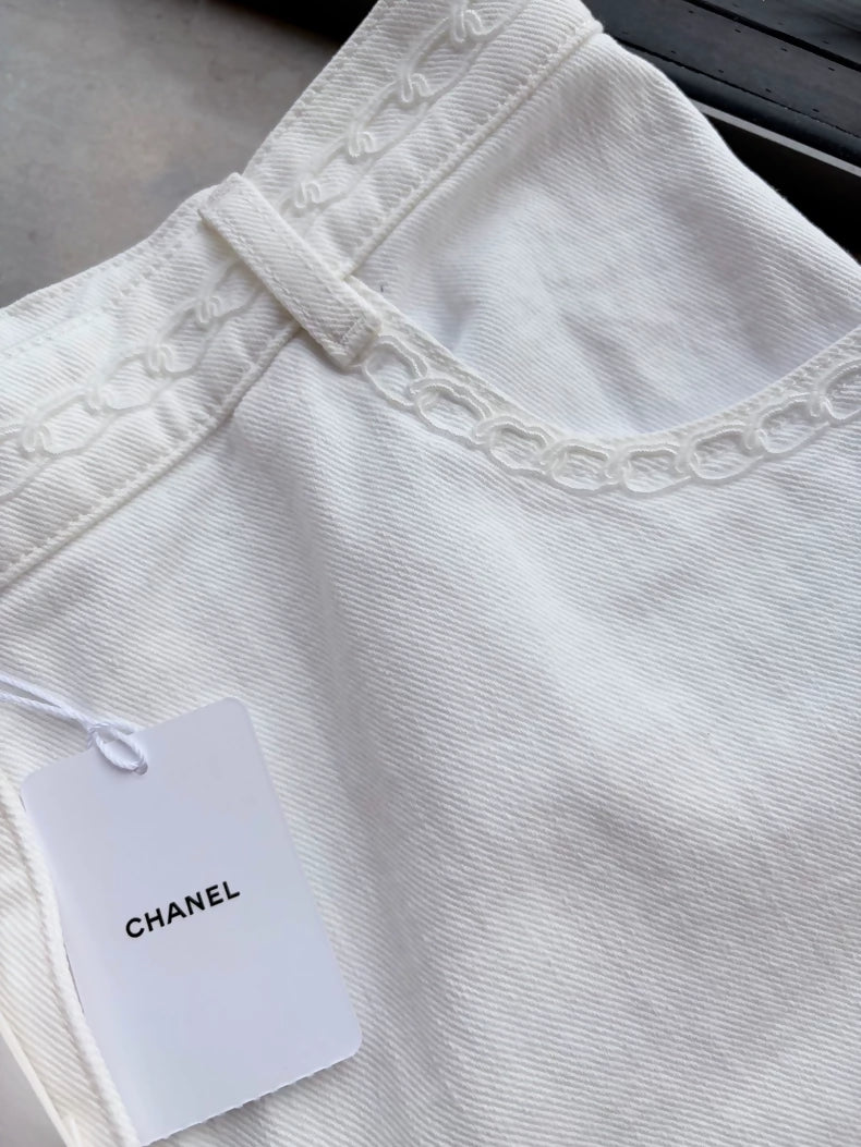 Chanel 26P White Wide-Leg Pants