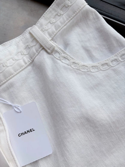 Chanel 26P White Wide-Leg Pants
