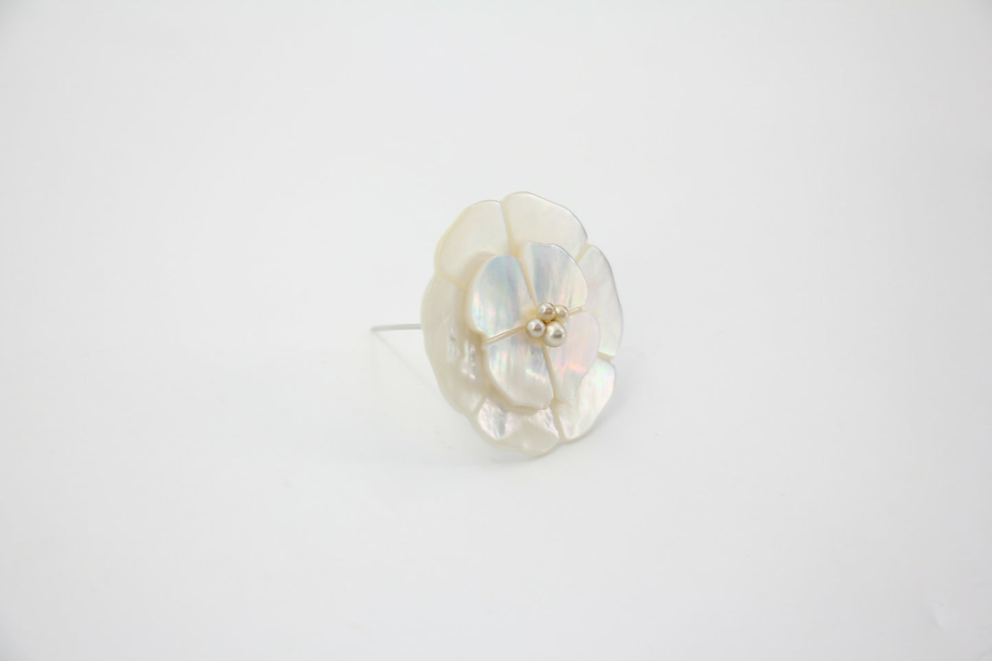 Chanel 98A Mother-of-Pearl Camellia Imitation Pearl Petal Brooch