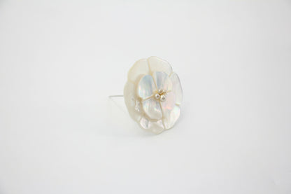 Chanel 98A Mother-of-Pearl Camellia Imitation Pearl Petal Brooch