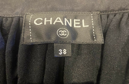 CHANEL 22B COCO NEIGE VELVET BLACK SEQUIN CC BOW SKIRT FR 38