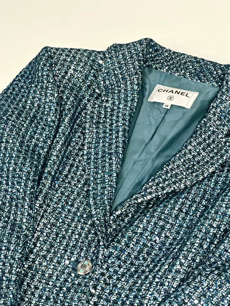 Chanel 23p blue/green long coat