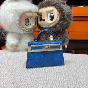 Hermès mini Kelly 20 Blue Zellige matte alligator palladium hardware