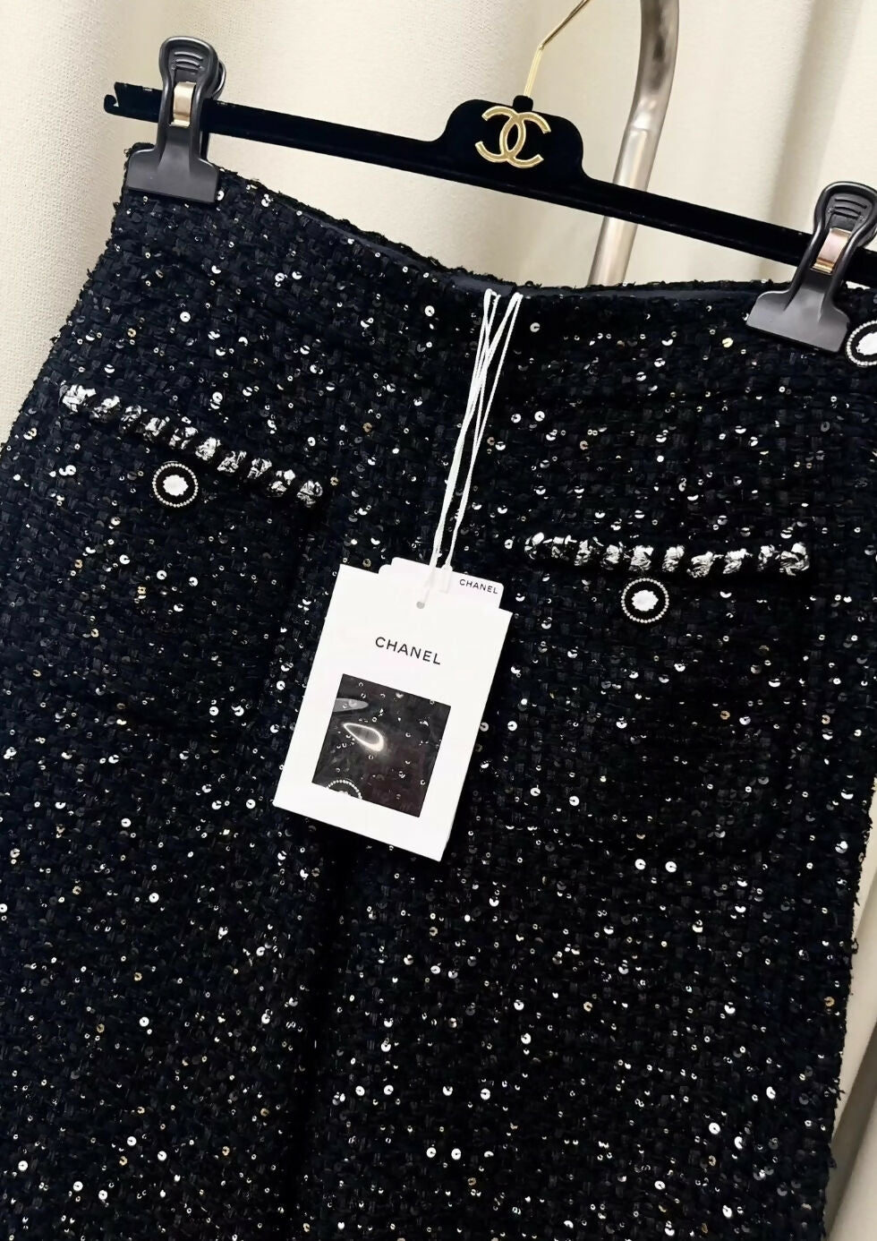 Chanel 22P black wide leg pants
