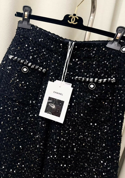 Chanel 22P black wide leg pants