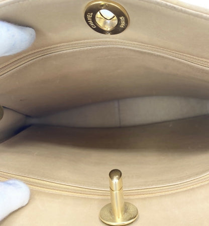 Chanel Vintage 24K CC Beige Lambskin Classic Timeless Tote Bag