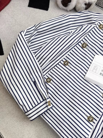 Chanel 22S blue and white striped shirt,