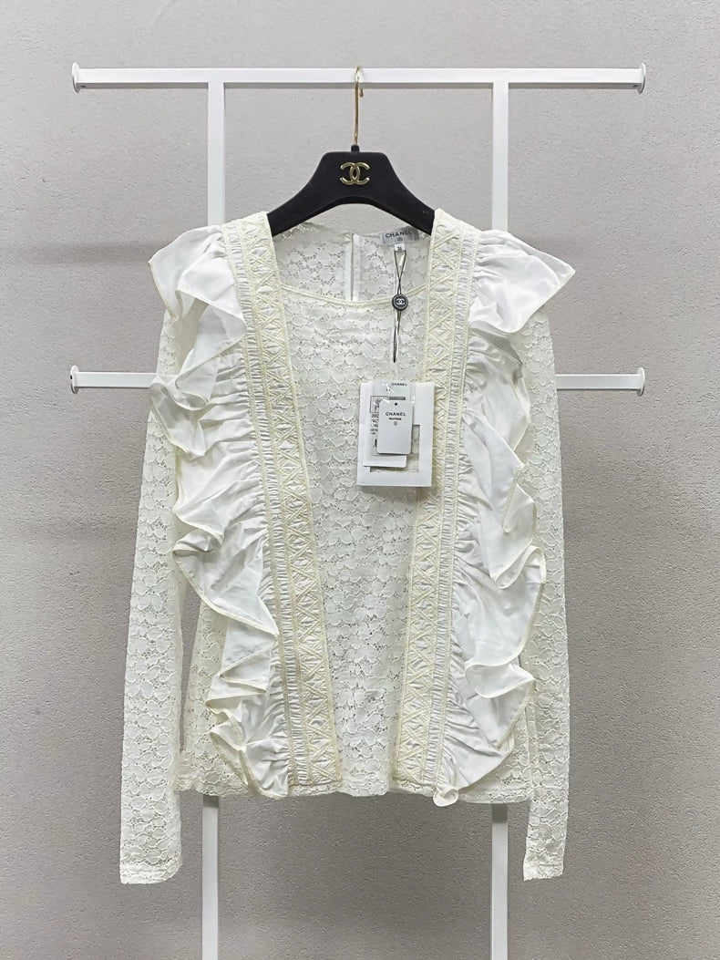Chanel 20C Floral Cutout Lace Top/Shirt