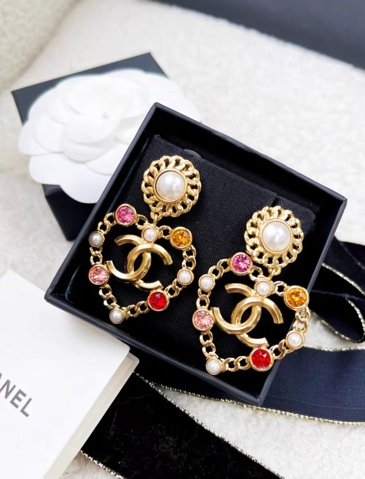 Chanel 21 Gold Heart Earrings