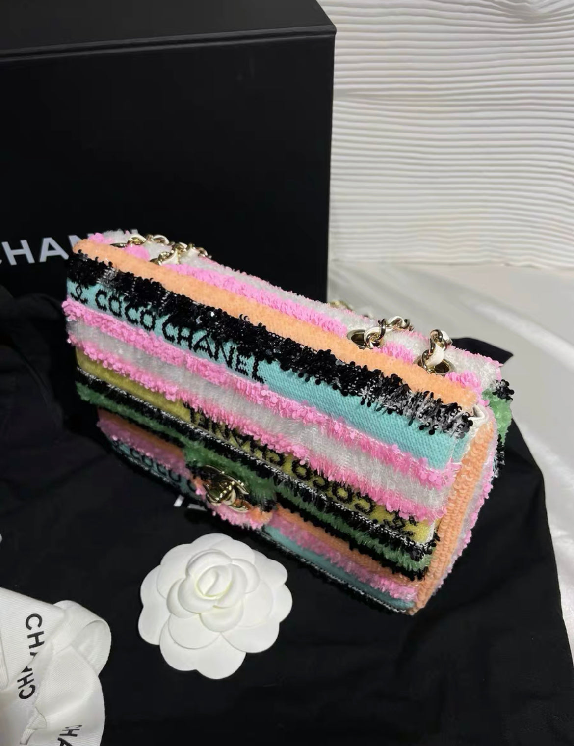 Chanel Rainbow Sequin Mini Rectangular Flap Bag