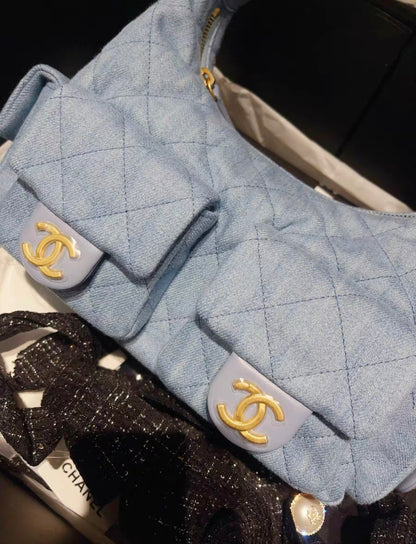 Chanel 25C denim hobo chain bag