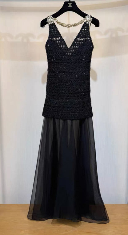 Chanel 18A black long dress