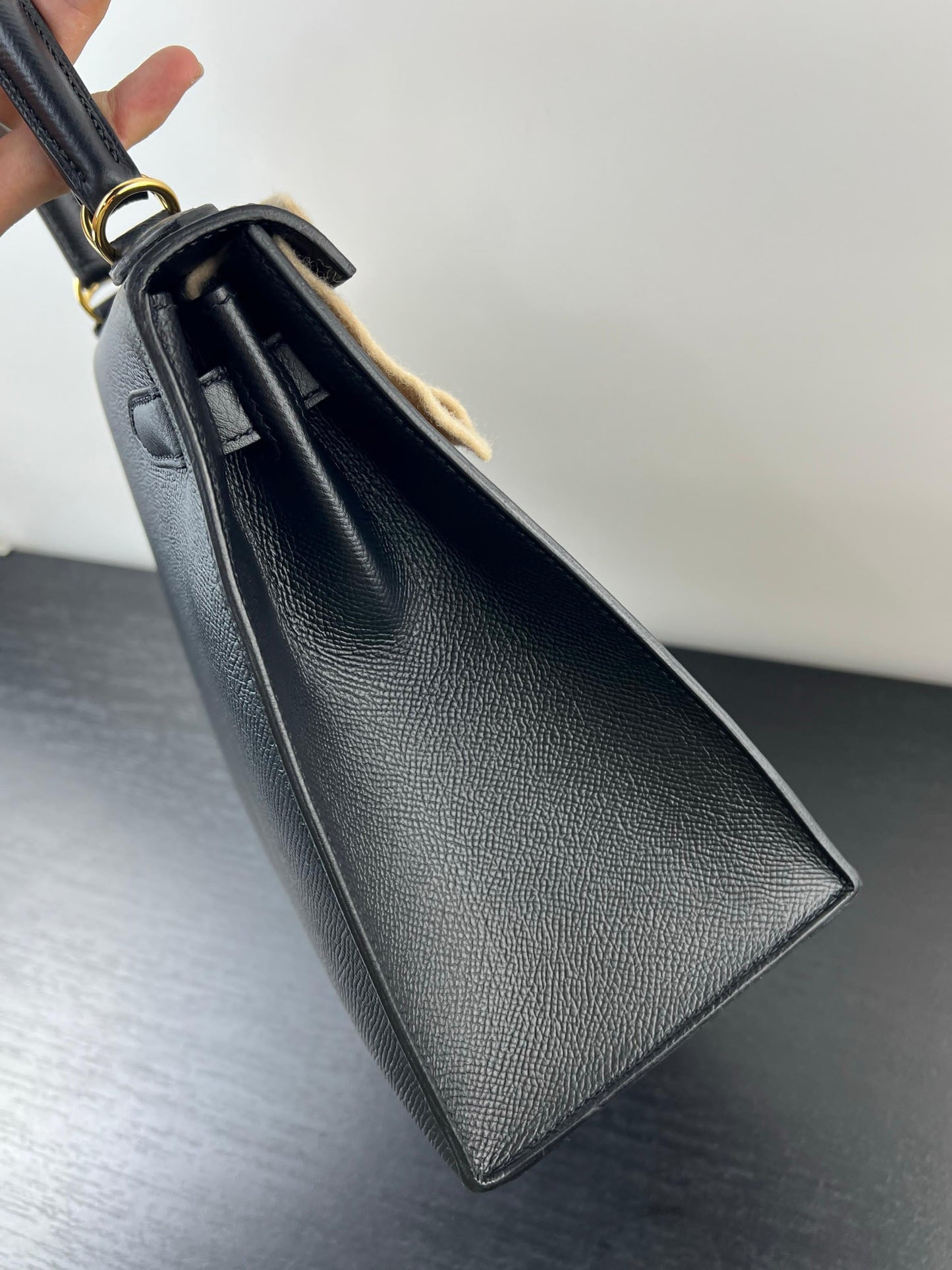 Hermes Kelly 28 Black Epsom Leather Gold Hardware