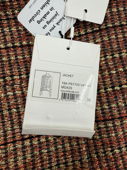 Chanel 19A Gold/Red/Black Tweed Jacket with Golden Beetle Belt