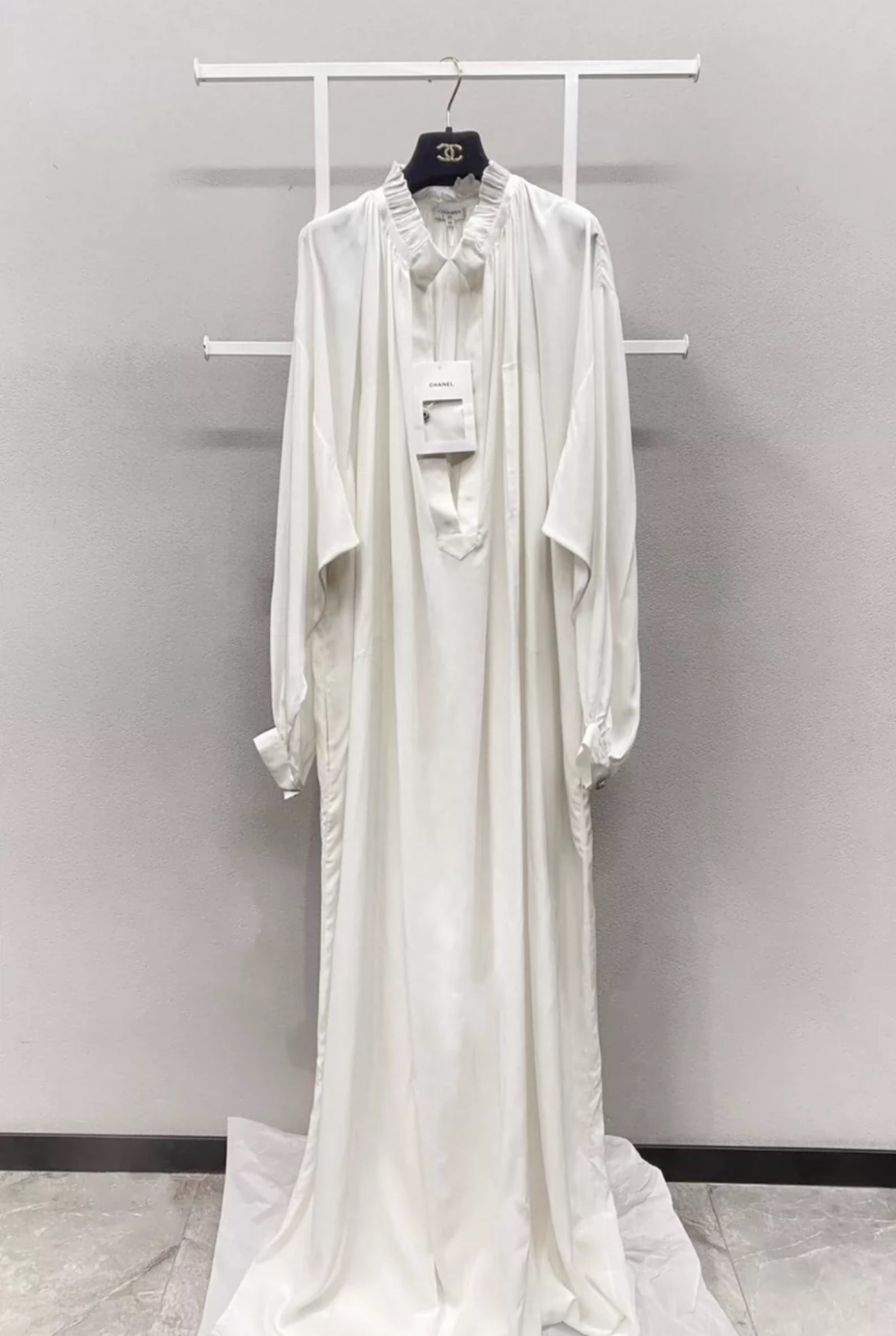 Chanel 22C White silk maxi dress