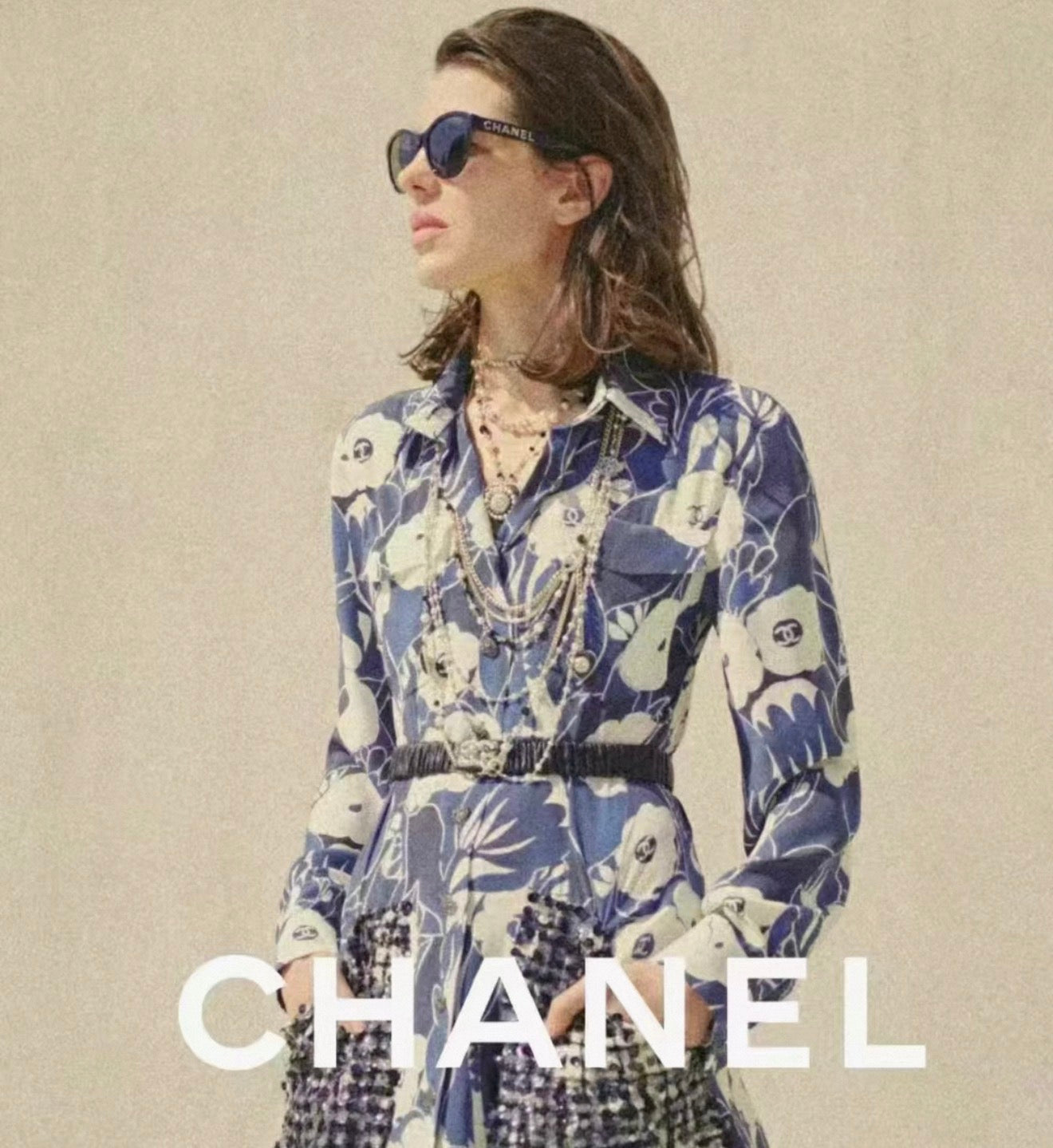 Chanel 22B Blue Silk Camellia Sequined Maxi Dress