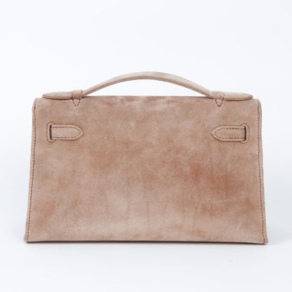 HERMÈS Kelly Pochette Doblis Suede Gold hardware Square