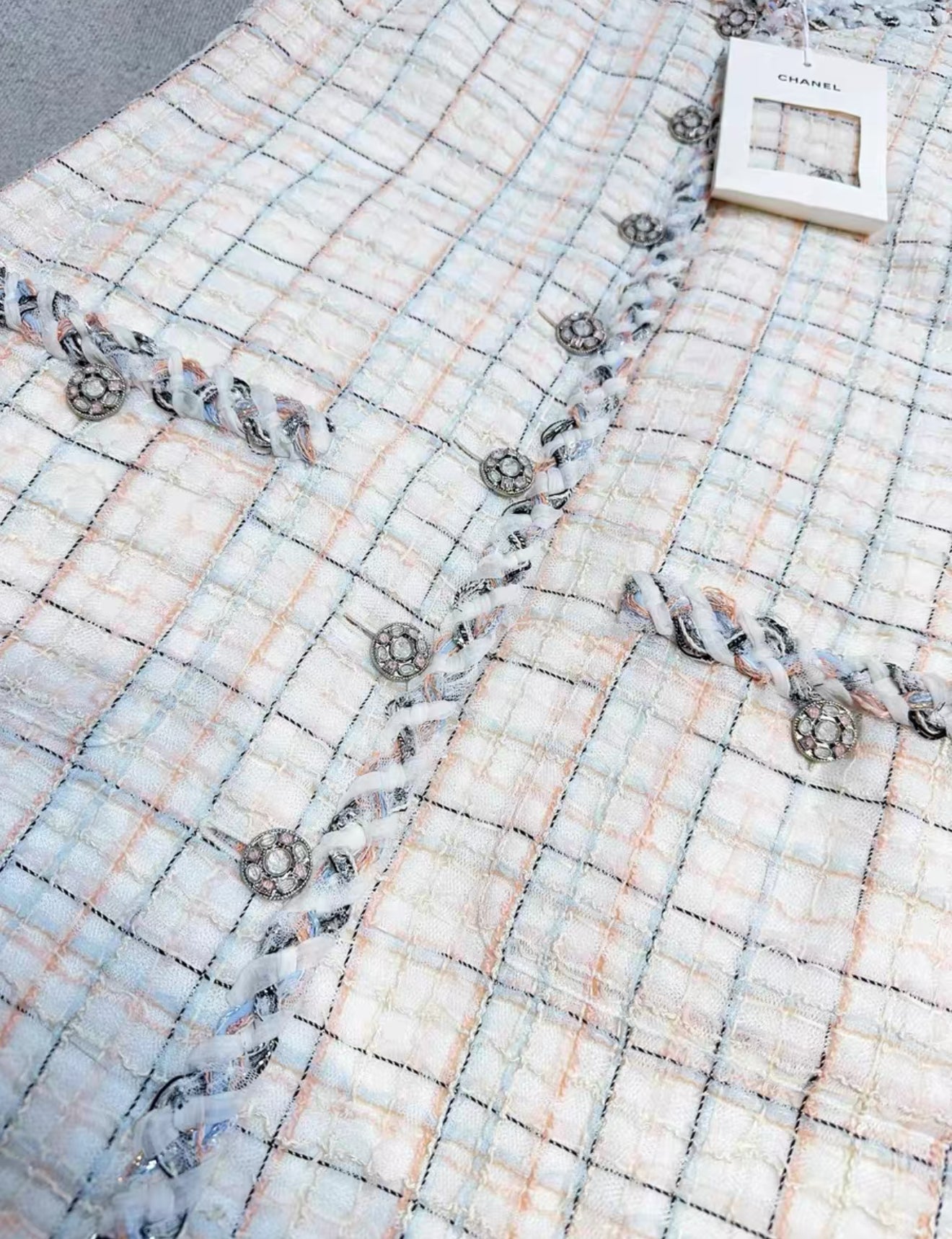 Chanel 25S white Multicolor tweed dress