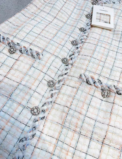 Chanel 25S white Multicolor tweed dress